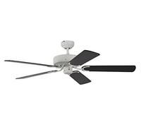 Pepeo GmbH Potkuri ventilador de techo sin luz, carcasa en blanco lacado, aspas reversibles color negro/rayas, 132 cm, para habitaciones de hasta 25 m² (13312010132_v3)