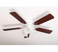 Pepeo GmbH Ventilador de techo Kisa Deluxe 105 cm alas blancas de palisandro/nogal oscuro con iluminación e interruptor de arranque