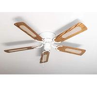 Pepeo GmbH Ventilador de techo Kisa Deluxe blanco sin luz - ala de roble/nogal, incluyendo el interruptor de tirar