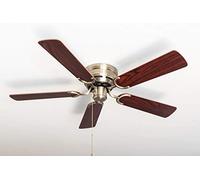 Pepeo GmbH Ventilador de techo Kisa Deluxe latón antiguo sin luz - palisandro/nogal oscuro incluyendo el interruptor de tirar