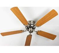 Pepeo GmbH ventilador de techo Kisa Deluxe níquel cepillado sin luz - alas blancas/arce incluyendo el interruptor de tirar
