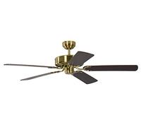 Pepeo Potkuri Brass 4260316670120 Ventilador de techo, 58 W, 240 V, Caoba/Caoba con incrustaciones de ratán, 132 cm