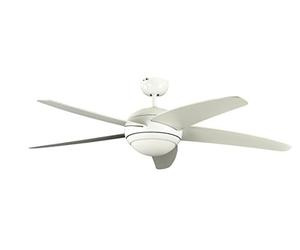 Pepeo Ventilador de techo con luz y mando a distancia Melton, carcasa de laca blanca, aspas en blanco, 132 cm