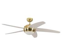 Pepeo ventilador de techo Melton de latón 132 cm incluyendo el control remoto, ala de color blanco