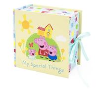 Peppa Pig - Caja de recuerdos de bebé con 6 cajones para recuerdos de recién nacido, regalo para bebé con cierre de cinta, regalo oficial