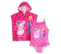Peppa Pig Conjunto de traje de baño y poncho de toalla con capucha niñas