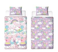 Peppa Pig - Juego de Funda de edredón Oficial para Cama Individual, diseño Reversible de 2 Caras, Color Rosa y Lila, Incluye Funda de Almohada a Juego