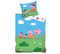 Peppa Pig Juego de Ropa de Cama Infantil | Funda Nórdica 140x200 cm + Funda de Almohada 50x70 cm, 100% Algodón | Suave y Transpirable