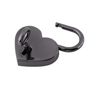 Pequeña forma del corazón candado Cerradura negra de estilo antiguo vintage con llave para equipaje bolsa diario libro joyero 1.54 * 1.18 * 0.30 pulgadas