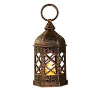 Pequeña linterna LED - linterna decorativa vintage con vela parpadeante, pieza central retro clásica para la boda de vacaciones Pascua Diwali Halloween | Decoración de mesa rústica para la cocina de l