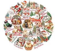 Pequeñas pegatinas de Navidad para manualidades | 56 piezas Tema Perro Decoraciones Artísticas,Pegatinas Tema Navidad - para Carcasa de teléfono Libreta de Scrapbooking Ventana Interior Exterior