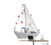 Pequeño velero modelado de velero | Modelo de hecho a mano de madera con