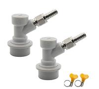 PERA Corny Keg Ball Lock - Desconexión de gas MFL 1/4, incluye tuercas giratorias de 5/16, 2 abrazaderas de gusano gratis para elaboración casera