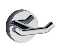 Percha de baño, accesorio de baño de diseño ME; percha para baño acabada en cromo brillo; opciones de colocación: con tornillos/con adhesivo 3m.