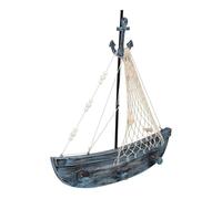 Percha de madera barco de 2 ganchos azul 35x5x39 cm