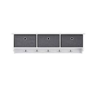 Percha de pared horsens con 3 cajas extraíbles 30 x 100 x 20 cm aglomerado blanco gris plata [en.casa]