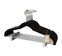 Percha de Terciopelo con Pinzas Negra Pack 12 COM-FORT HOUSE