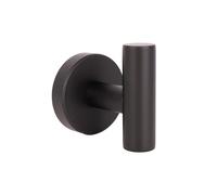 Percha Individual para Baño Negro Mate Gama Ribeira | Acero Inoxidable Premium | Diseño Redondo Minimalista para Albornoces y Toallas | Kit de Fijación Incluido | Medidas: 5 x 5 x 6 cm