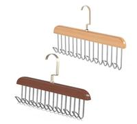 Percha para Cinturones,2 Pcs Corbatero de Armario Percha de Madera para Cinturón Multifuncional Cinturón Corbata Perchas Madera Ropa Organizador Cinturones con 8 Ganchos para Bufandas Corbatas