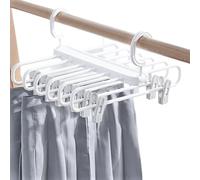 Percha para pantalones, percha para falda, ahorra espacio, perchas plegables con clips, perchas para faldas, múltiples capas, multifuncional, organizador de estante utilizado para pantalones, bufandas