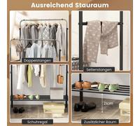 Percha para ropa con 2 ganchos, modelo doble, con altura ajustable, color y plateado