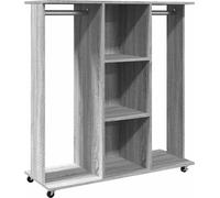 Percha para ropa con ruedas, color gris Sonoma, 102x38x110 cm