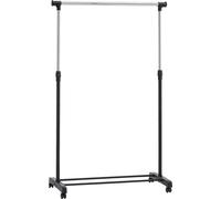Percha para ropa de Amazon Basics con ruedas, cromada, (91,5-145) x 42 x (134-161) cm (largo x ancho x alto)