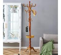 Percha para ropa de pie, con estructura de múltiples niveles de ganchos, aspecto de madera maciza, diseño estable, ideal para recibidores y dormitorios. Material: madera