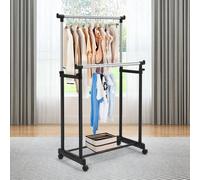 Percha para ropa, perchero de altura ajustable, perchero para abrigos con ruedas, color , 86 x 43 x 94-168 cm