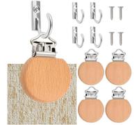 Perchas de madera con diseño floral y ganchos de metal | Colgadores de tapiz para apartamentos, cocina, oficina, aula, póster de yeso, cemento, bandera, chales de lona