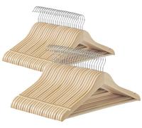 Perchas de madera en color beige natural, juego de 48 unidades con ranuras. Color: beige natural