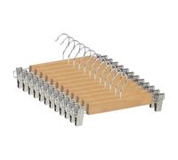 Perchas de Madera Natural 48 Unidades con Pinzas Ajustables para Faldas Pantalones Shorts Vaqueros, Antideslizantes y Gancho Giratorio 360°