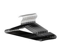 Perchas de Metal Negra para Ropa 50 Unidades, Antideslizantes con Muescas 3 mm de diámetro,Perfil Fino Ahorro de Espacio para Trajes, Camisas, Chaquetas, Faldas y Pantalones