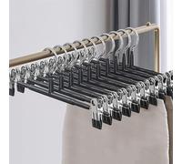 Perchas de metal para pantalones, 10 unidades, para pantalones, calcetines, faldas, 30 cm, antideslizantes, cromadas, con clips, alta resistencia