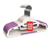 Perchas de Plástico Antideslizantes 41 cm Pack 120 COM-FORT HOUSE | Gancho giratorio 360°, Superficie antideslizante, Alta resistencia, Ahorra espacio
