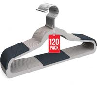 Perchas de Plástico Antideslizantes 45 cm Pack 120 COM-FORT HOUSE | Gancho giratorio 360°, Superficie antideslizante, Alta resistencia, Ahorra espacio