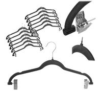 Perchas de plástico con revestimiento de flocado, de 36 cm de largo, con 12 clips ajustables, capacidad de carga de 5 kg, aptas para todas las prendas de vestir estándar