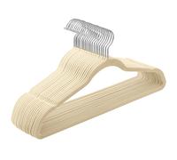 Perchas de Ropa Terciopelo Beige para Trajes,Finas de Hombros con Muescas, Antideslizantes para Chaquetas, Camisas, Pantalones, abrigos，Gancho Giratorio de 360°, Pack 10/20/30/50/120 Unidades