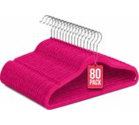 Perchas de Terciopelo Fucsia Pack 80 COM-FORT HOUSE | Antideslizantes, Gancho giratorio 360°, Ahorra espacio, Protección para prendas