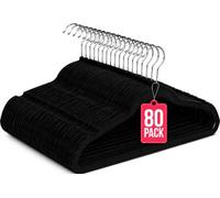 Perchas de Terciopelo Negro Pack 80 COM-FORT HOUSE | Antideslizantes, Gancho giratorio 360°, Ahorra espacio, Protección para prendas