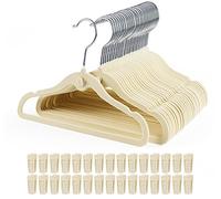 Perchas de terciopelo para niños de HOUISM, paquete de 30 perchas para abrigos de niños con 20 clips para dedos para conjuntos de ropa de bebé, niños pequeños y bebés, diseño en cascada ultradelgado