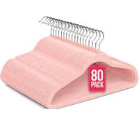 Perchas de Terciopelo Rosa Pack 80 COM-FORT HOUSE | Antideslizantes, Gancho giratorio 360°, Ahorra espacio, Protección para prendas