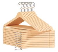 Perchas Madera, Acabado Liso y Barnizado, para Organizar Ropa, en tu armario Gancho Giratorio 360 color natural de calidad surtido de cantidad a elegir