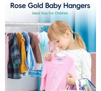 Perchas metálicas para ropa infantil, color rosa dorado, paquete de 60 unidades, para armarios