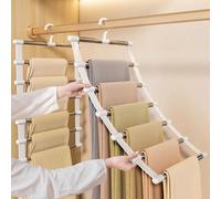Perchas para pantalones 6 en 1: Ahorran un 80% de espacio, acero inoxidable, antideslizantes, plegables, ideales para armarios, perchas para ropa