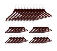 Perchas Relaxdays, juego de 50 unidades, con barra para pantalones, ideales para faldas, camisas, chaquetas. Ganchos giratorios de 360°, estables, de madera, color marrón