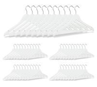 Perchas Relaxdays, juego de 50 unidades, con barra para pantalones, ideales para faldas, camisas, chaquetas. Ganchos giratorios de 360°, estables, de madera, color blanco