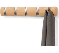 Perchero abatible de pared Unyqoos® Umbra con 5 ganchos plegables, barra para colgar montada en la pared, color natural