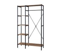 Perchero burro hvidovre metal/aglomerado con 5 estantes 170 x 100 x 35 cm - negro / efecto madera [en.casa]