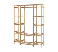 Perchero burro ilomantsi con estantes perchas bambú 165x122x35 cm - natural [en.casa]